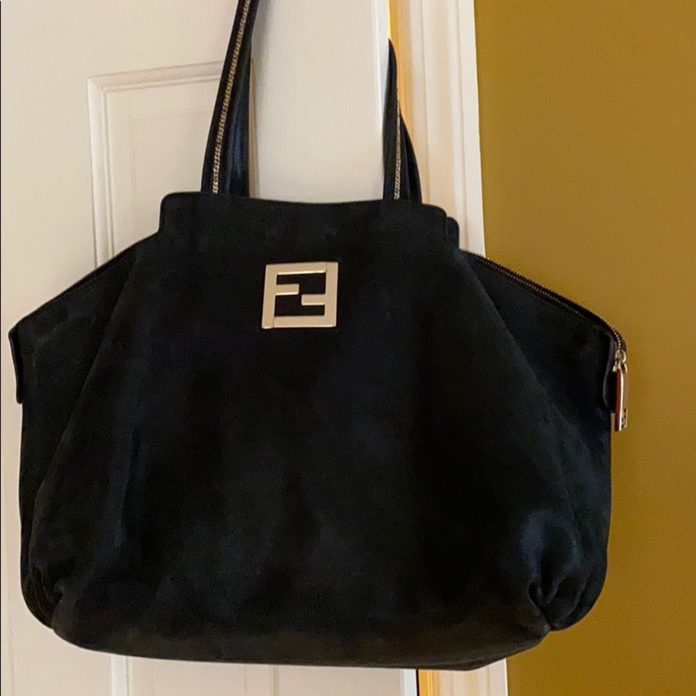 Fendi black suede handbag